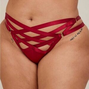 Torrid OVERT STRAPPY SATIN TANGA
PANTY size 00 (M/10) red. NWT
